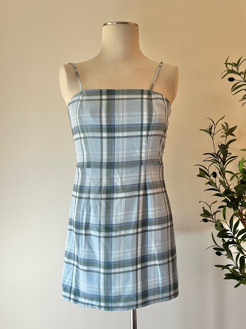 Aeropostale Blue and Sage green Plaid Mini Dress